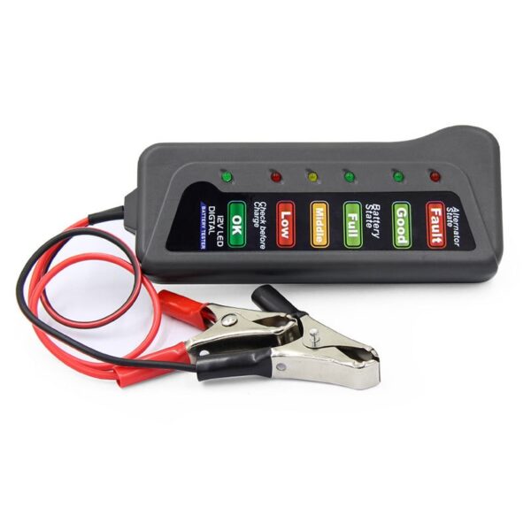 Mini 12V car battery tester: Digital alternator tester with 6 LED lights display