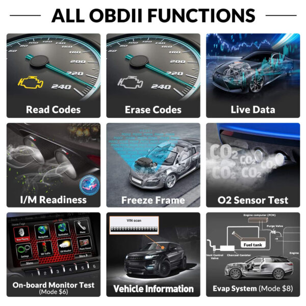 All OBD2 Functions - Complete diagnostic capabilities for OBD2-compliant vehicles.