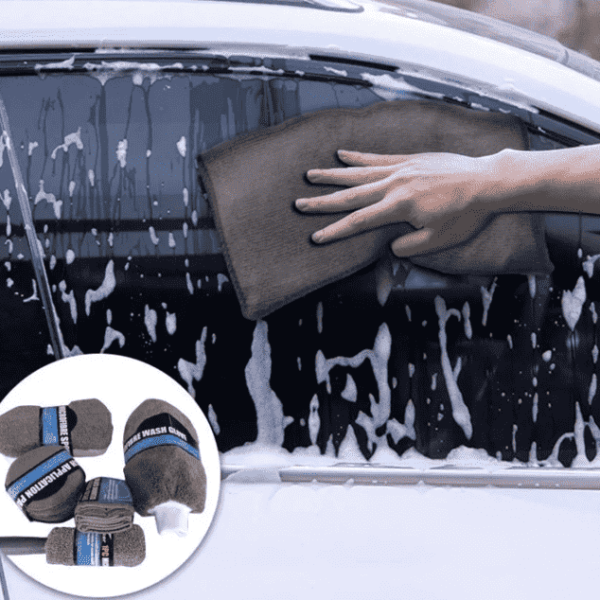 A demonstration of the hand wash car kit in action.