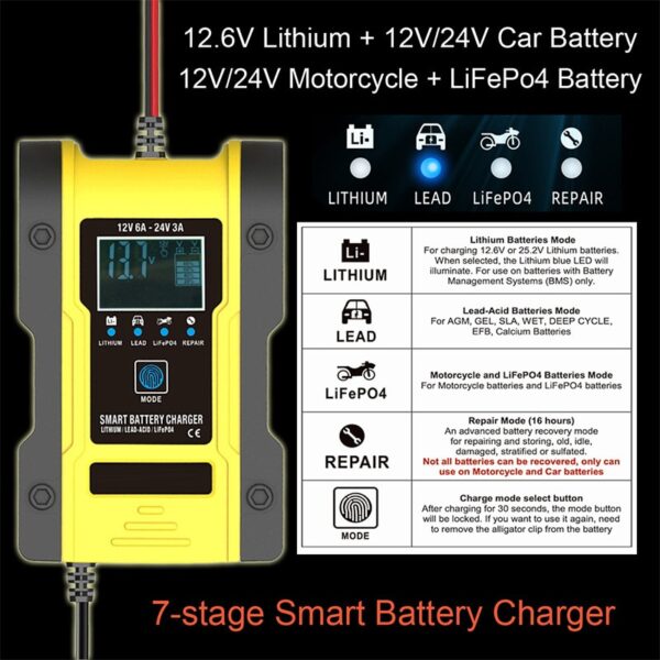 Efficient and intelligent seven-stage smart charger.