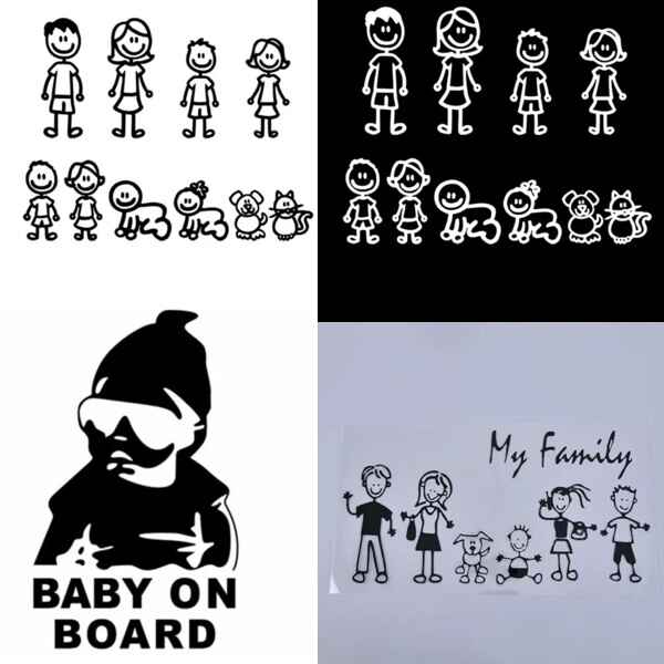 Vinyl Family Car Stickers BABY ON BOARD Windshield Reflective cover