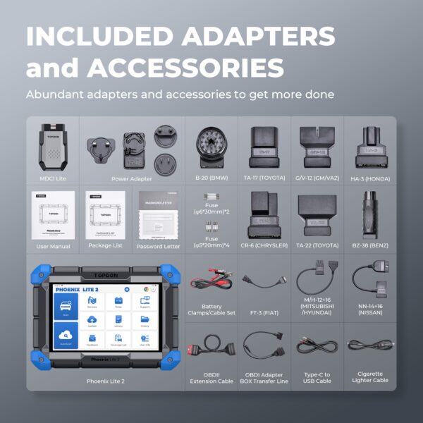 Topdon Included Adapters: A set of essential adapters for Topdon diagnostic tools