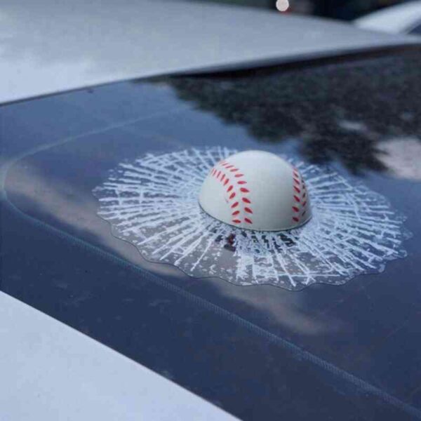 3D Car Window Sticker Broken Glass Ball Hits Baseball Football demo 2