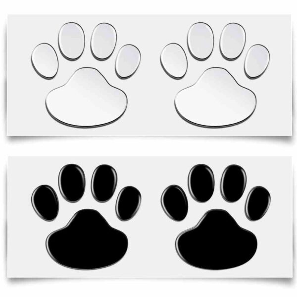 Automotive Decals & Stickers Paw 3D Animal Foot Prints 2Pcs-Set white and black