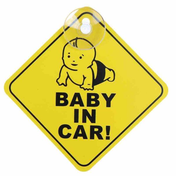 Baby On Board Car sign with Suction Cup Yellow Sign 2Pcs baby in car