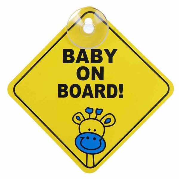 Baby On Board Car sign with Suction Cup Yellow Sign 2Pcs baby in car zebra