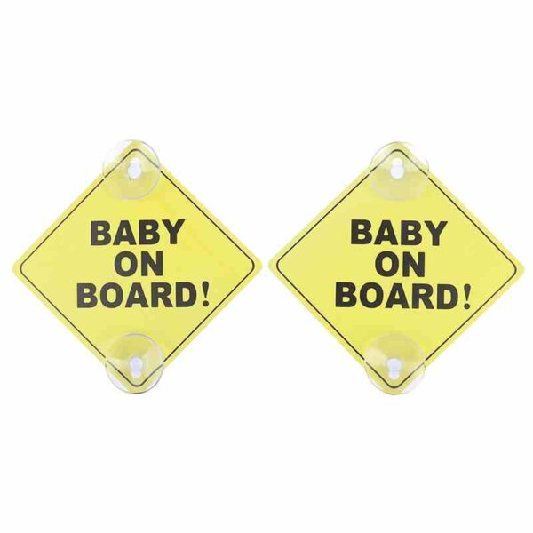 Baby On Board Car sign with Suction Cup Yellow Sign 2Pcs demo 4