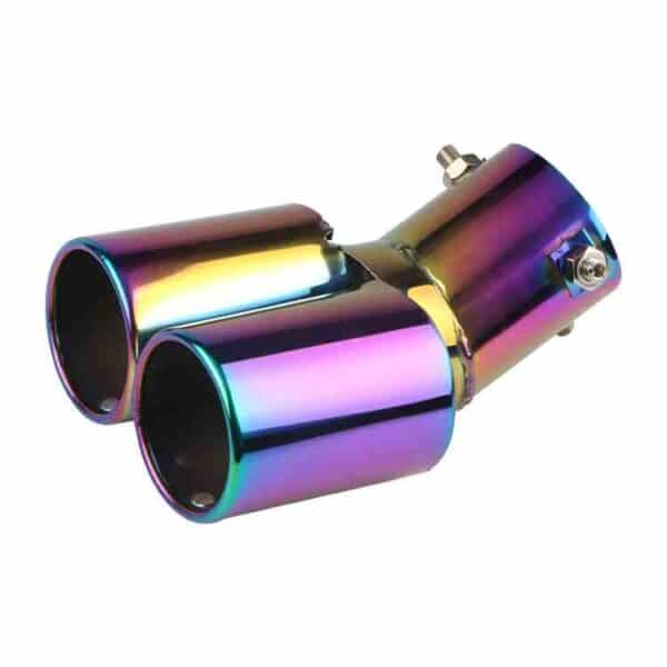 Car Exhaust Muffler Tip Universal Double Muffler Tip Chrome Trim bend colour flat