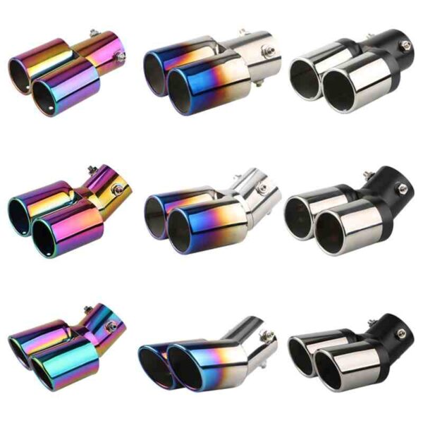 Car Exhaust Muffler Tip Universal Double Muffler Tip Chrome Trim cover page