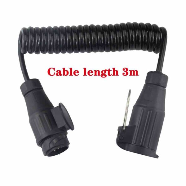 Curly Cable Trailer Extension Lead 7 Pin Plug & 13 Pin Plug Extends to 3  metres
