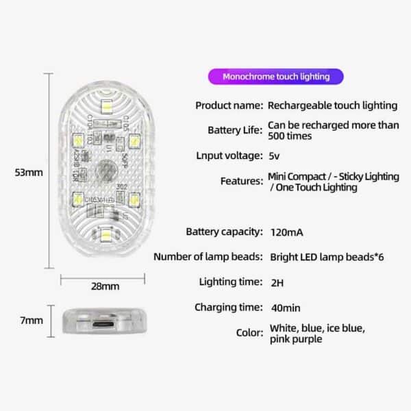 Automotive Interior Led Lights USB Touch Sensor Lamp - AutoMods