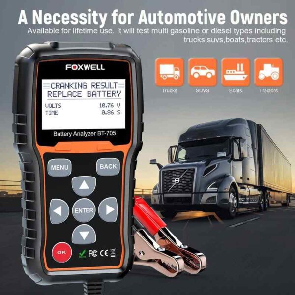 Foxwell BT705 Car Battery Analyzer Tester 12v 24v Heavy Duty even truck