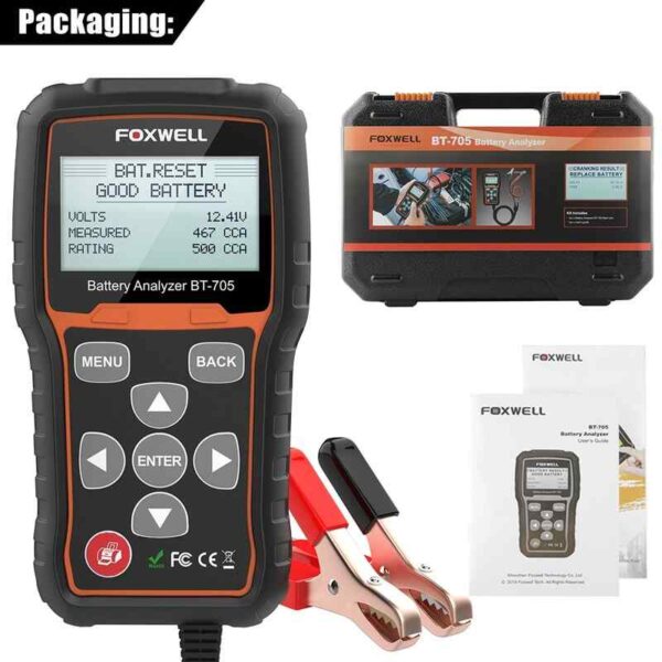 Foxwell BT705 Car Battery Analyzer Tester 12v 24v Heavy Duty package