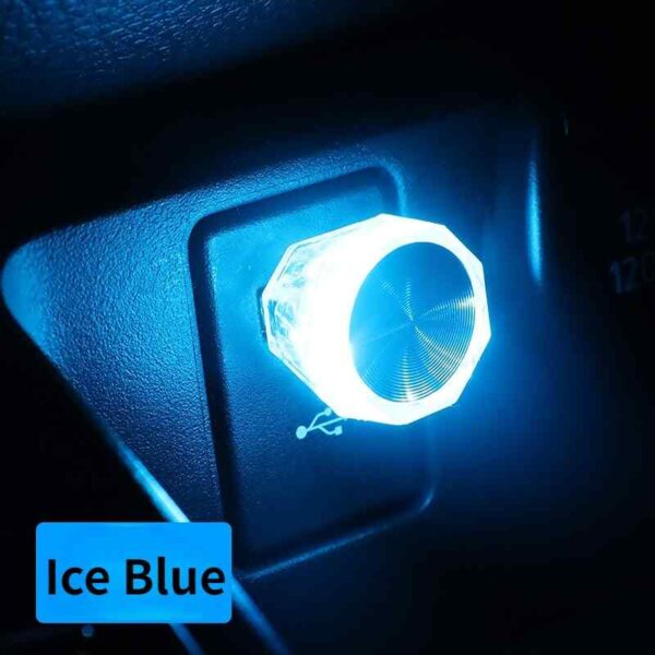 Led Car Interior Lights USB Car Mini USB Ambient Decorative Light ice blue