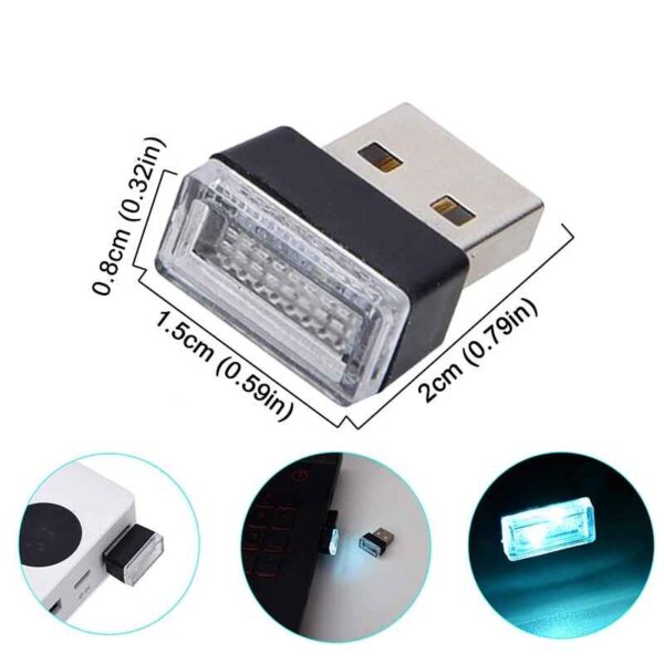 Mini USB Led Car Interior Light Atmosphere Lamp Auto Ambient dimension