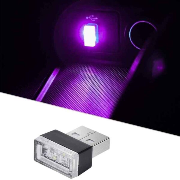 Mini USB Led Car Interior Light Atmosphere Lamp Auto Ambient purple