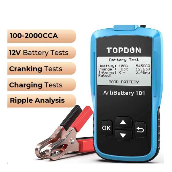 Topdon Battery Analyzer Digital Battery Tester 12V AB101 Tester extra - topdon artibattery 101