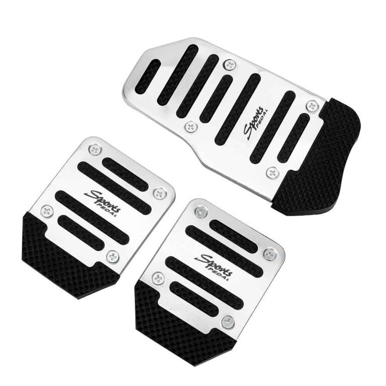 Universal Brake Pedal Cover 3Pcs Car Pedal Cover Alloy Non slip silver