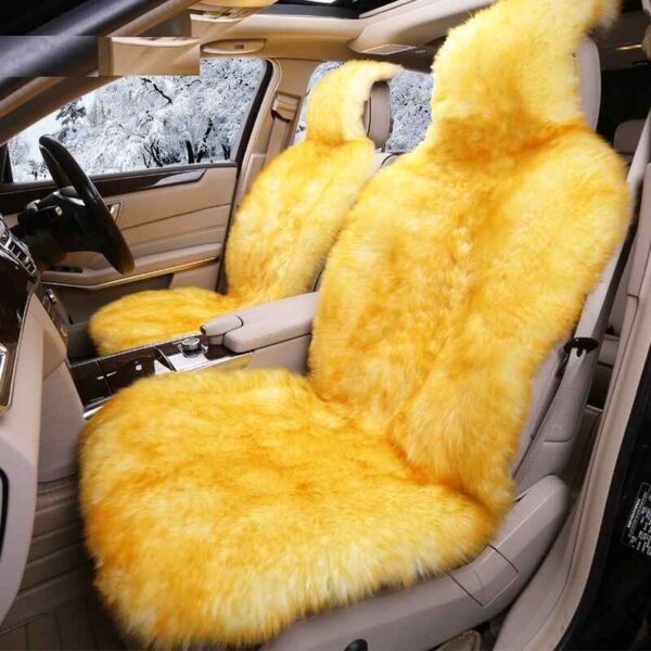 Automotive Sheepskin Seat Covers Natural Car Seat Covers 1pc gold