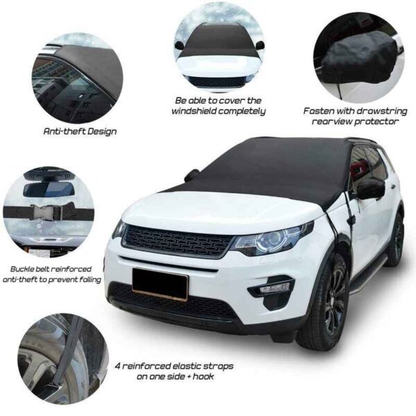 Car Front Windscreen + Mirror Cover With Elastic Hooks