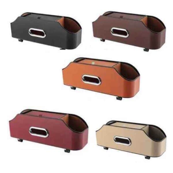 Car Seat Hanging Storage Leather Tissue Cup Holder Box cover front