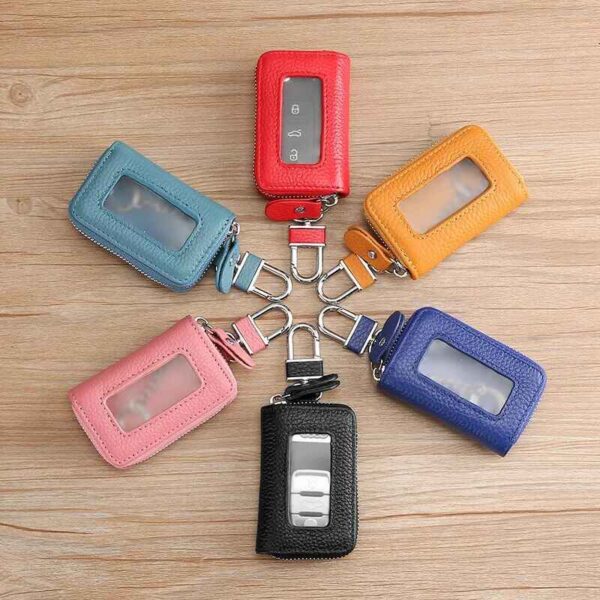 Key Fob Cover Leather Transparent Window Soft Leather - AutoMods