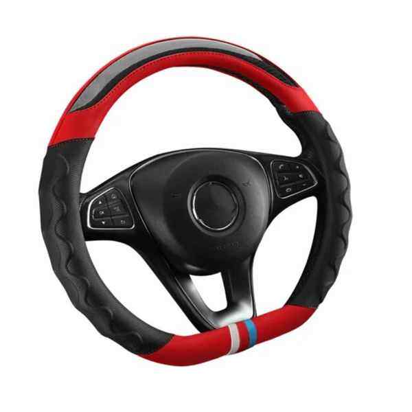Super Sport Grip Steering Wheel Cover Universal Leather Cover Red D