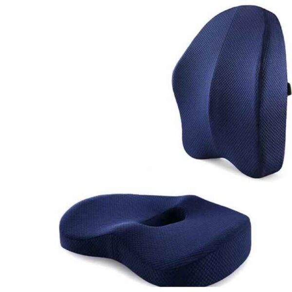 Seat And Back cushion For Car Memory Foam Waist Back Pillow cover blue