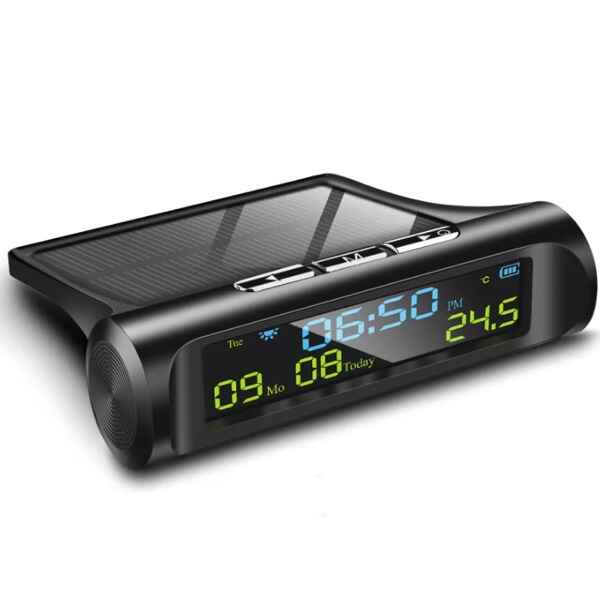 Solar Powered Digital Clock For Car Dashboard Smart Clock - AutoMods