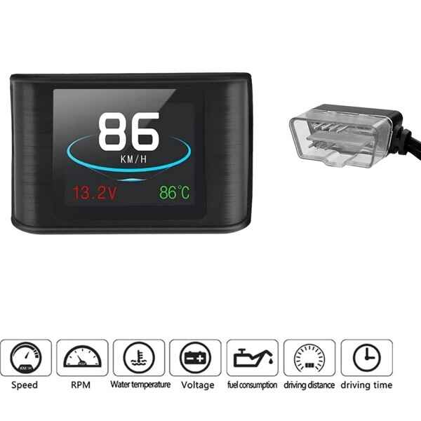 Ancel P10 OBD2 HUD Car Head-up Display Smart Digital Meter Car Speedometer  OBD2 Code Reader for 12V Cars 