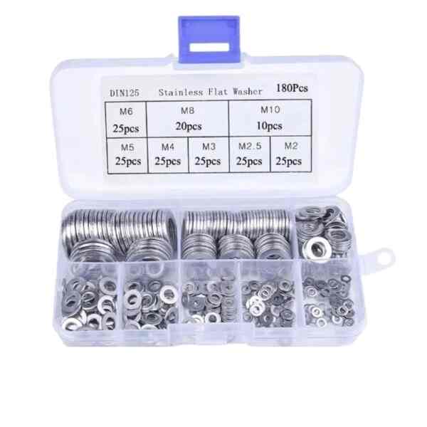 Stainless Steel Flat Washer M2 - M10 Washers Rings 180Pcs cover